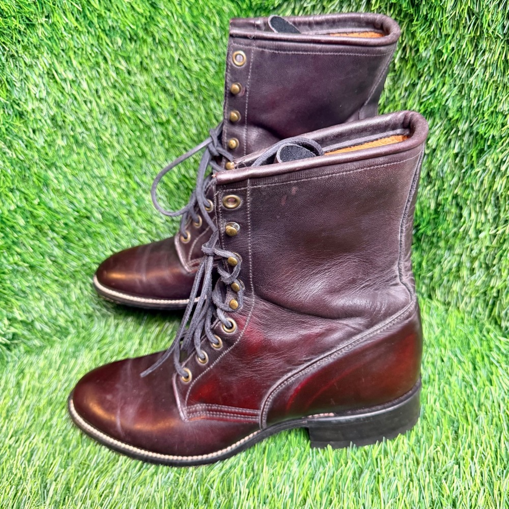 Larry Mahan Mens Burgundy Black Cherry‎ Leather  Roper Boots 9 EE 66615 USA